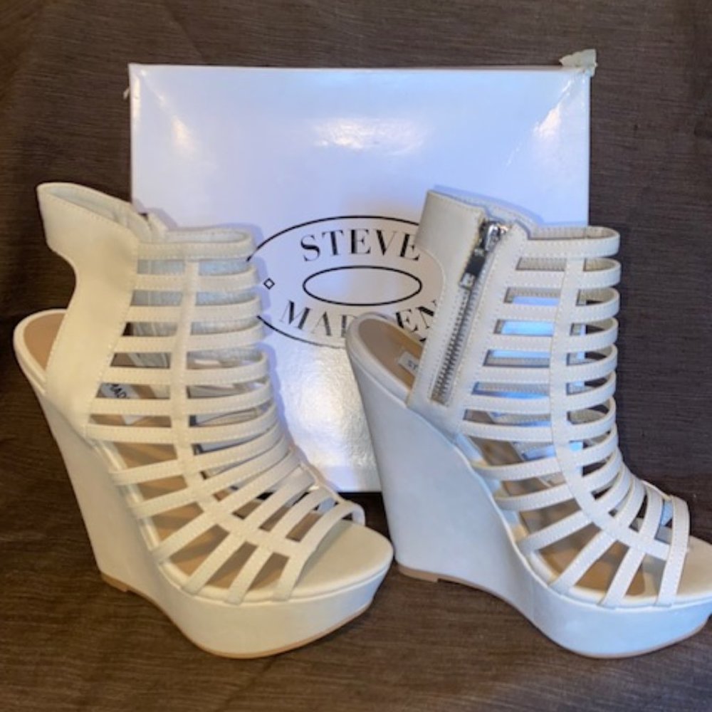 Steve Madden Brand Bone Size 7 Brand New Never Worn Caged wedge Heel